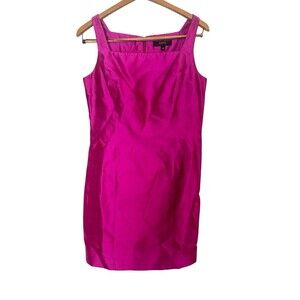 Banu Paris Hot Pink Sleeveless Square Neck Sheath Dress Coctail Dress Size 8